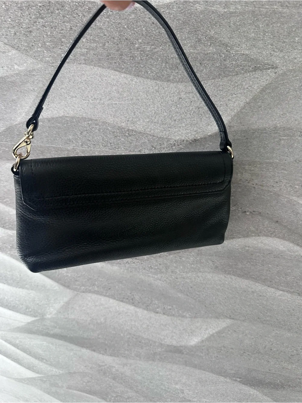 Kate Spade Black Pebbled Leather Clutch Shoulder Bag